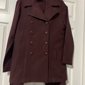 Women's Double-Breasted Burgundy Coat
